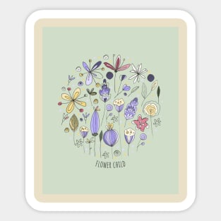 Flower child - soft green Sticker